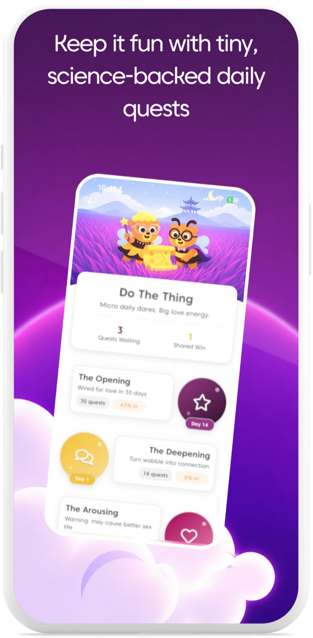 Swooni app graphic showing tiny science-backed daily quests